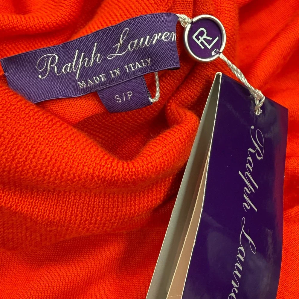 Ralph Lauren Purple Label Women Turtleneck Sweater SMALL Orange Cashmere NWT‎